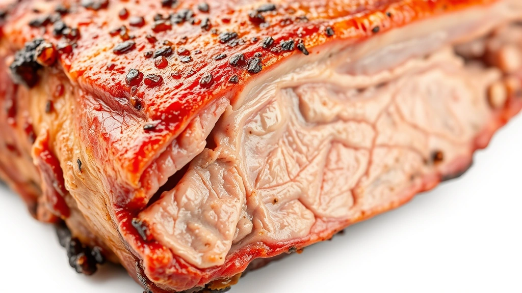 how long to bake ribs in oven -
photorealistic close-up macro photography of cooked rib meat texture showing te
