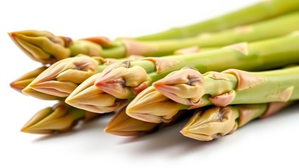 how long to boil asparagus -
Photorealistic close-up macro photography of three asparagus spears with differ
