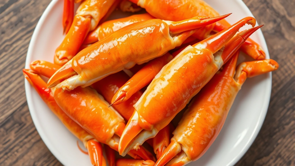 how long to boil crab legs -
high detail: overhead shot of a white plate piled with bright orange-red boiled