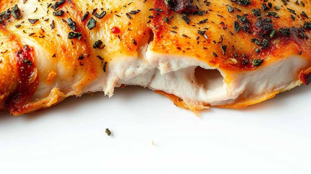 how long to cook bone-in turkey breast in oven -
Photorealistic close-up macro photography of turkey breast skin showing crispy 