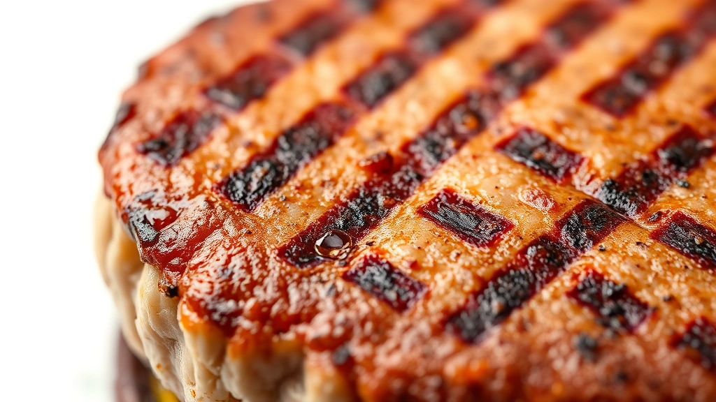 how long to cook burgers on grill -
Photorealistic close-up macro photography of burger patty surface showing perfe