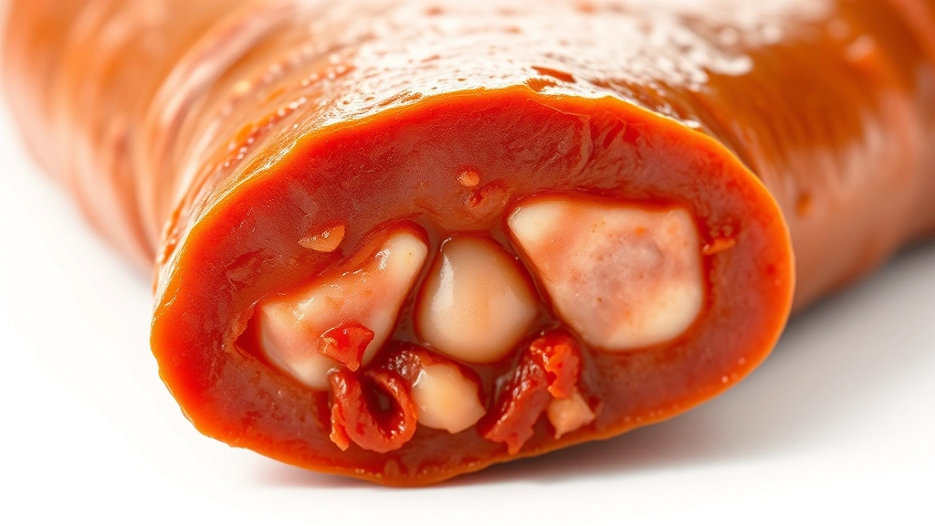 how long to cook chorizo -
Photorealistic close-up macro of chorizo casing texture showing mahogany-brown 