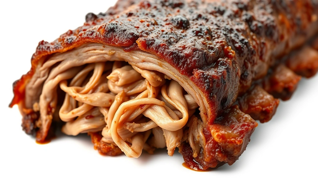 how long to cook country style ribs in oven -
Photorealistic close-up macro photography of cooked country style rib meat text