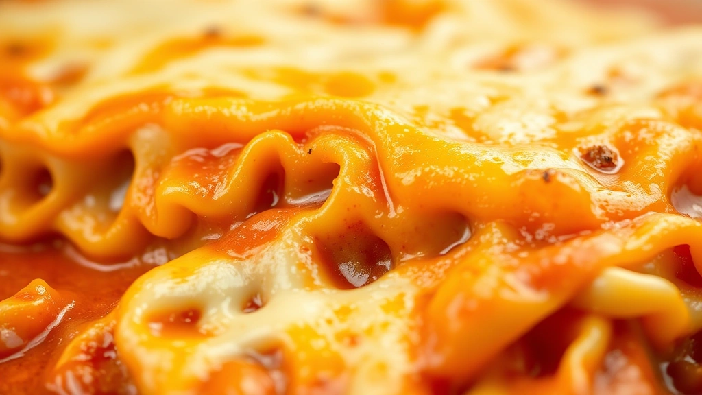 how long to cook lasagna -
Photorealistic close-up macro photography of bubbling lasagna cheese and sauce 