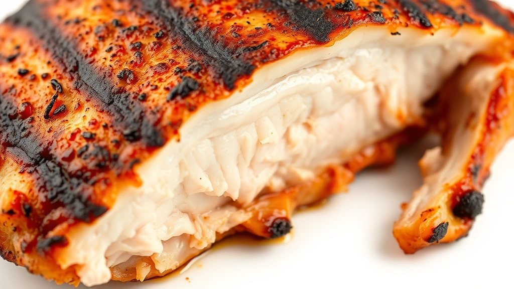 how long to grill boneless chicken thighs -
Photorealistic close-up macro photography of grilled boneless chicken thigh ski