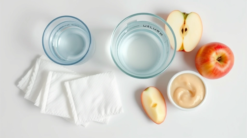 how long to keep gauze in after tooth extraction -
Photorealistic overhead shot of sterile gauze pads, a glass of cool water, and 