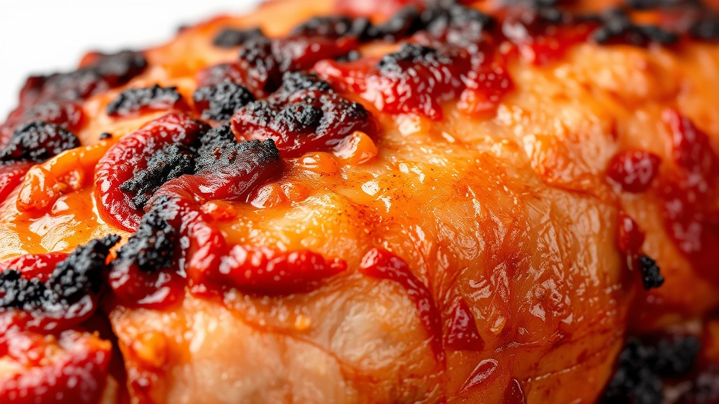 how long to smoke a pork loin -
photorealistic close-up macro photography of smoked pork loin bark texture show