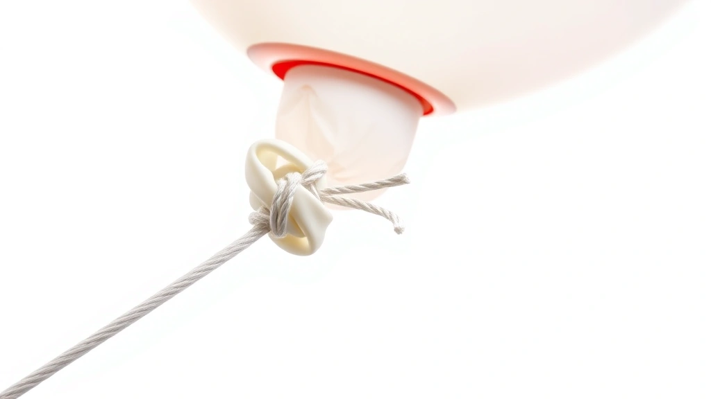 how many balloons to fly in peak -
Photorealistic close-up macro photography of a single helium balloon knot with 