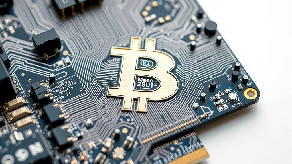 how many bitcoins are left to mine -
Photorealistic close-up macro photography of a Bitcoin ASIC mining chip showing