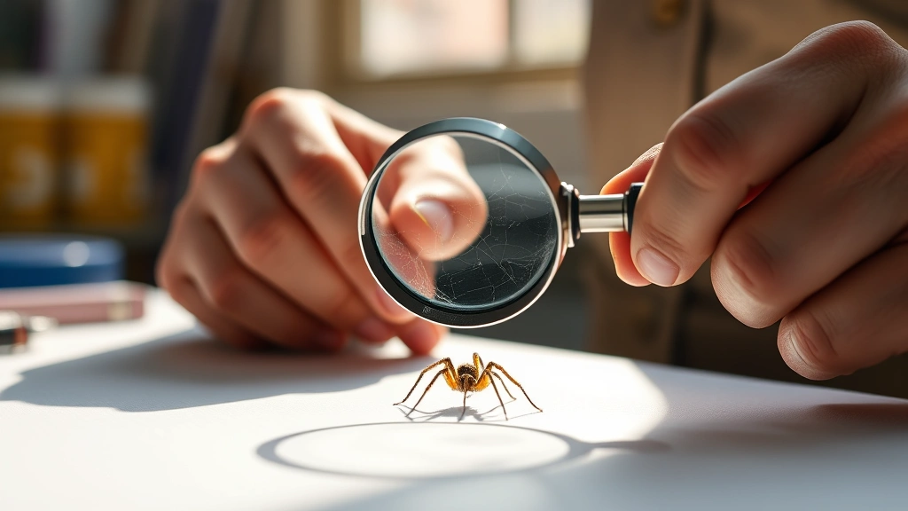 how many eyes to spiders have -
Photorealistic hands-on workshop scene of someone observing a live spider with 