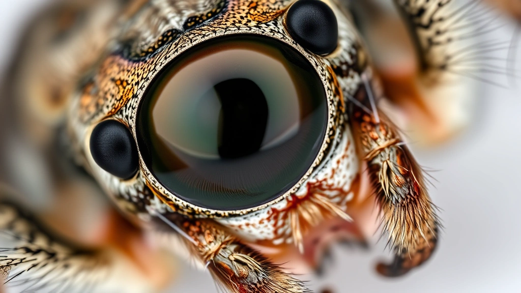 how many eyes to spiders have -
Photorealistic detailed close-up of spider eye structure showing the reflective