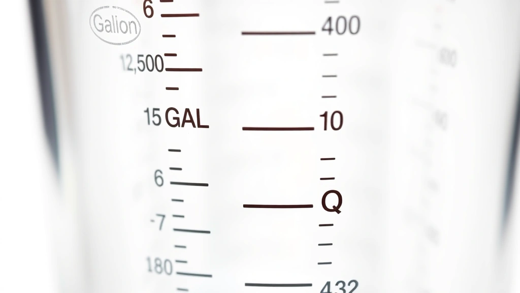 how many quarts to a gallon -
photorealistic close-up macro photography of measurement markings on a clear me