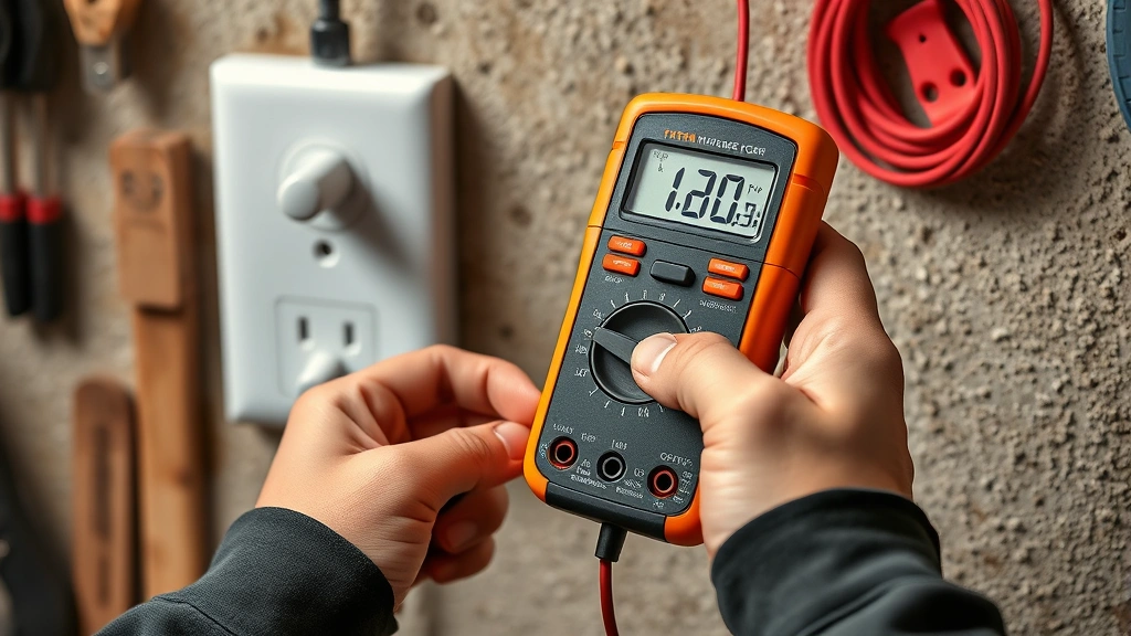how many watts to run a house -
Photorealistic hands of electrician holding multimeter probe against electrical
