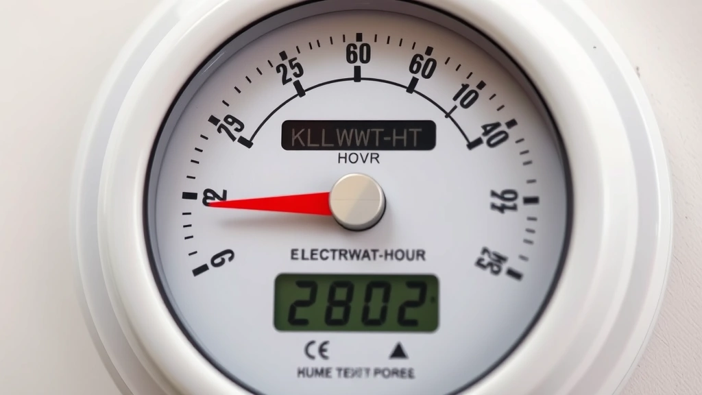 how many watts to run a house -
Photorealistic close-up of residential electrical meter showing kilowatt-hour d