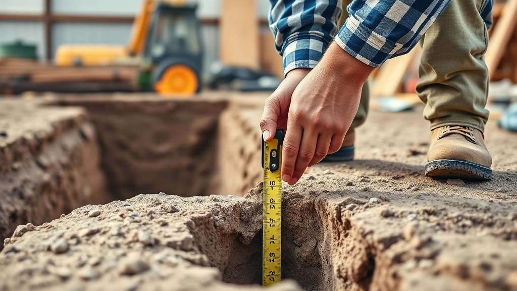 how much does it cost to build a pool -
Photorealistic hands of construction worker measuring and marking pool excavati