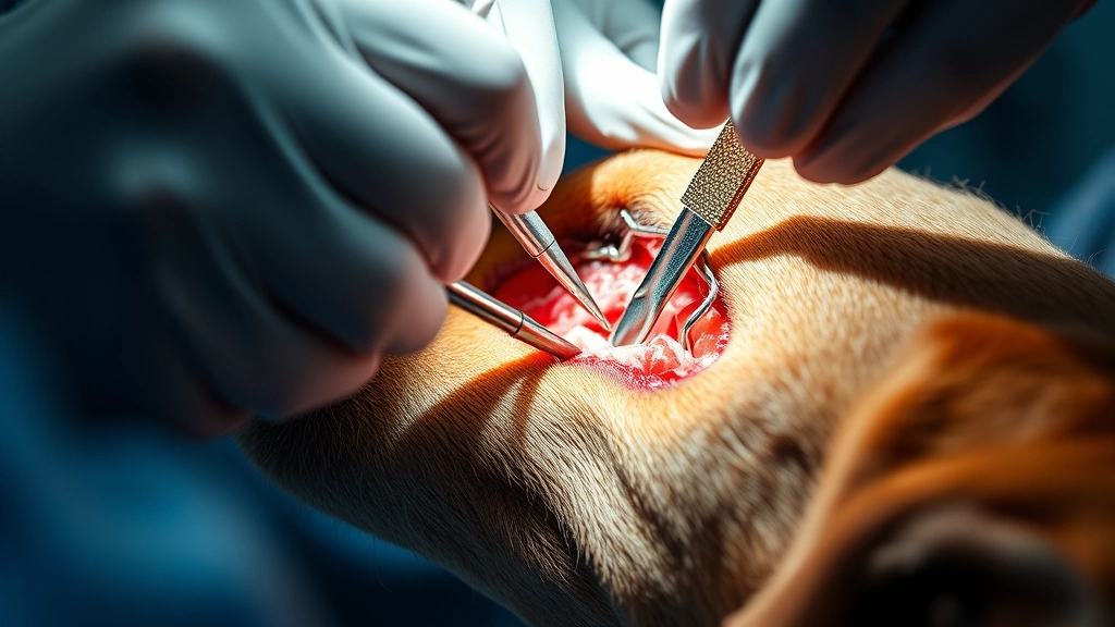 how much does it cost to get a dog neutered -
photorealistic close-up of veterinarian’s gloved hands performing surgica