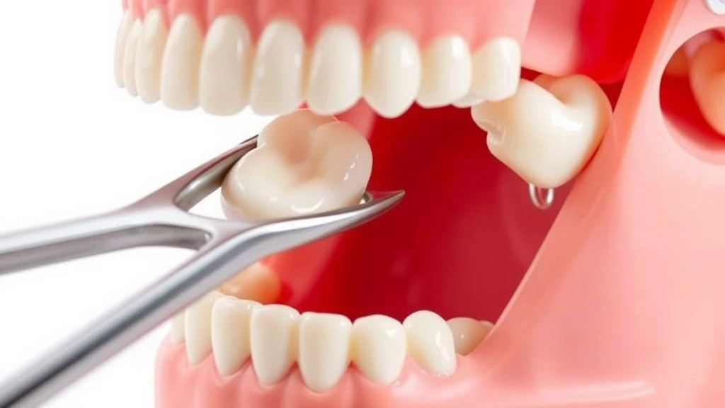 how much does it cost to get a tooth pulled -
Photorealistic close-up of dental forceps extracting a tooth from jaw model, ma