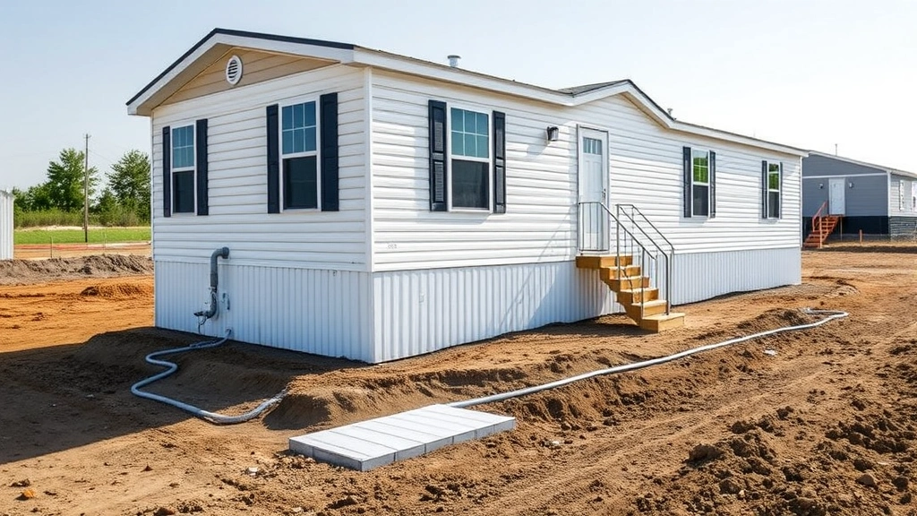how much does it cost to move a mobile home -
Photorealistic overview of mobile home positioned on new foundation lot with ut