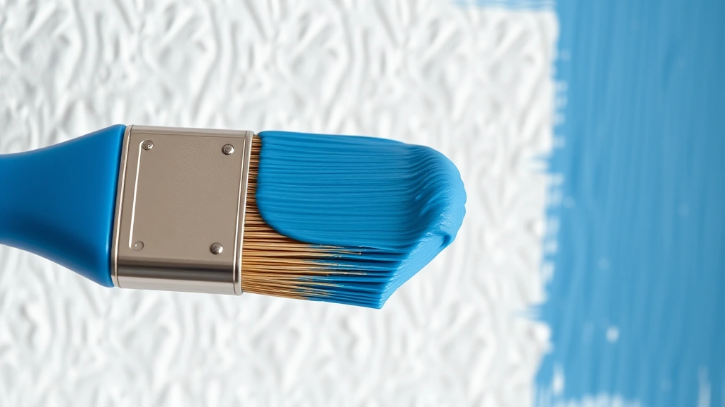 how much does it cost to paint a house -
Photorealistic close-up macro photography of paint brush bristles loaded with b
