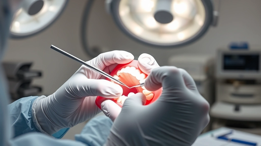 how much does it cost to remove wisdom teeth -
Photorealistic image of hands in medical gloves performing a dental extraction 