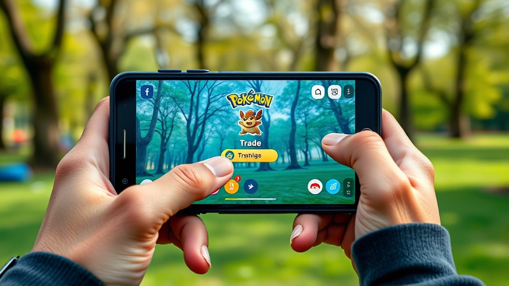 how much stardust to trade shiny -
Photorealistic hands holding smartphone playing Pokémon GO, player tapping trad