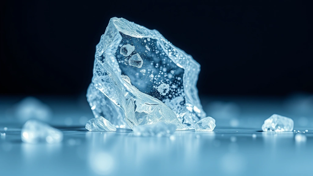 how much time does it take for water to freeze -
photorealistic close-up macro photography of ice crystal formation on water sur