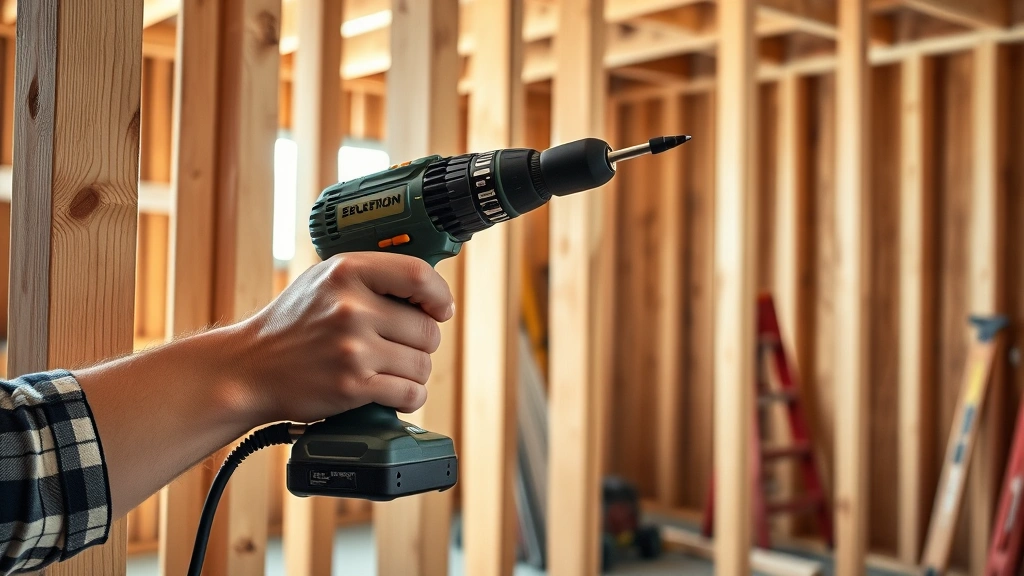 how much to build a garage -
photorealistic hands of carpenter framing garage walls with power drill, measur