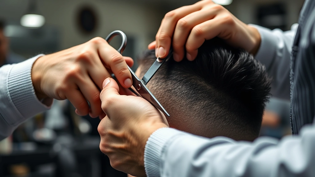 how much to tip barber -
Photorealistic close-up of a barber’s hands skillfully using clippers and