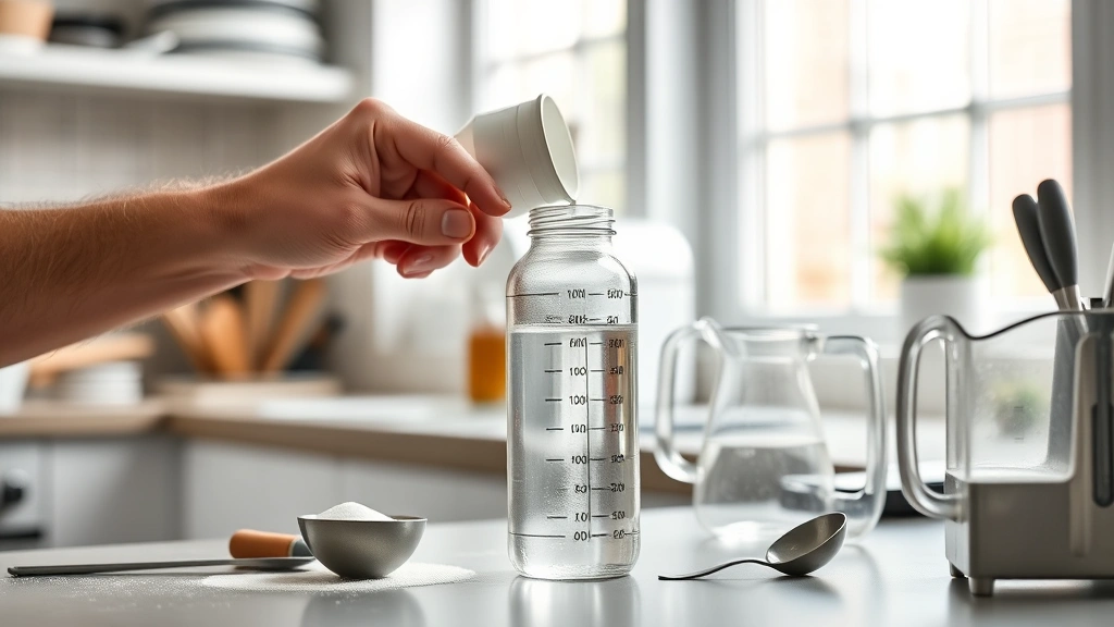 how much water to drink with creatine -
Photorealistic hands working pouring creatine powder into a water bottle in a b