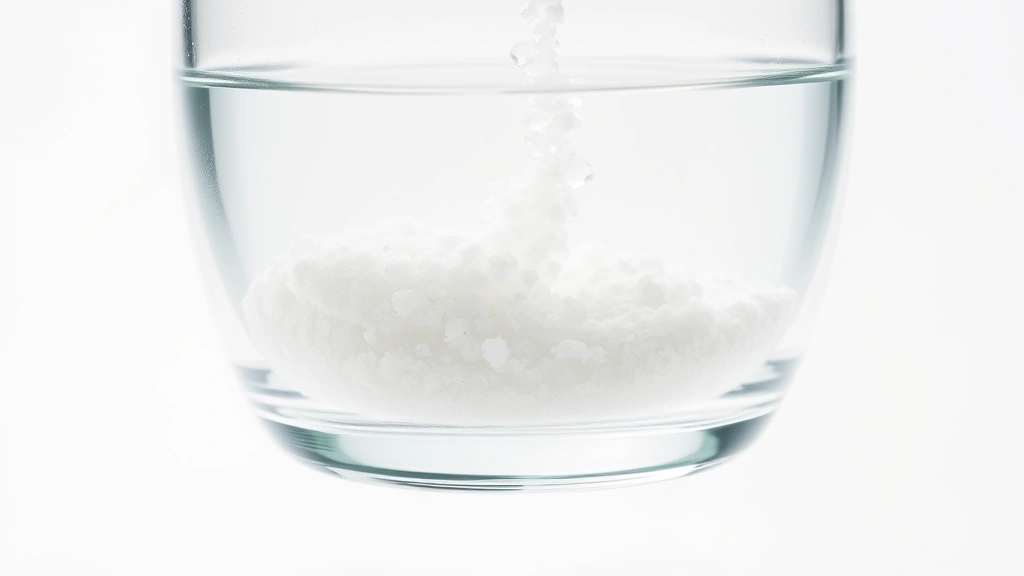 how much water to drink with creatine -
Photorealistic close-up macro photography of creatine powder dissolving in wate