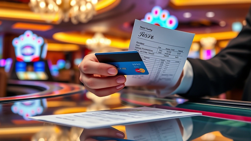 how not to get scammed on the vegas strip -
Photorealistic close-up of hands examining a credit card and receipt at a Vegas