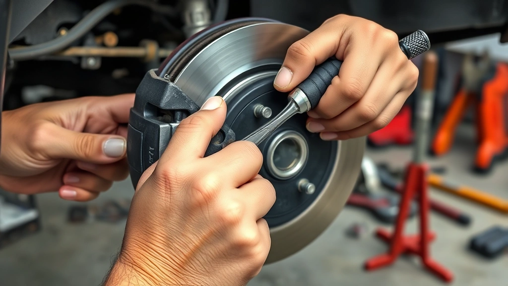 how often to change brake pads -
photorealistic hands working on brake pad replacement, mechanic’s hands r