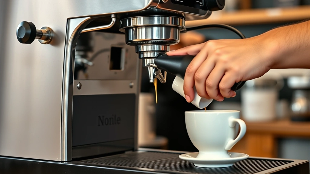 how old do you have be to work at starbucks -
Photorealistic hands of teenage barista operating espresso machine, pouring esp