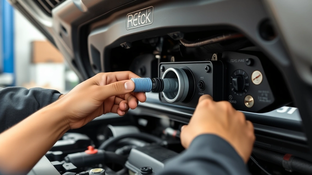 how to add freon to automobile air conditioner -
Photorealistic hands working on car AC system, mechanic connecting freon rechar