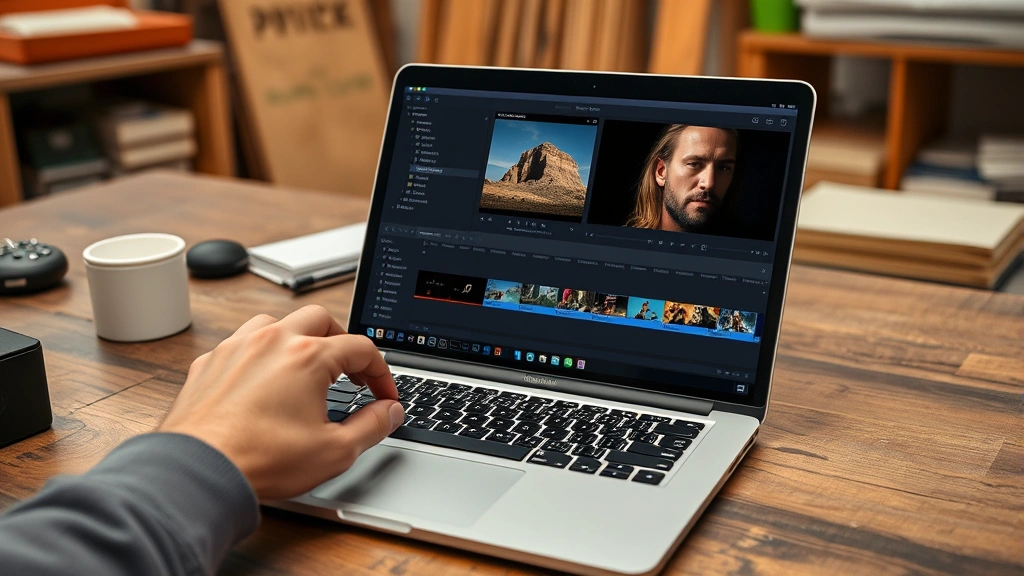 how to add music to imovie -
Photorealistic hands working on MacBook keyboard selecting and dragging audio t