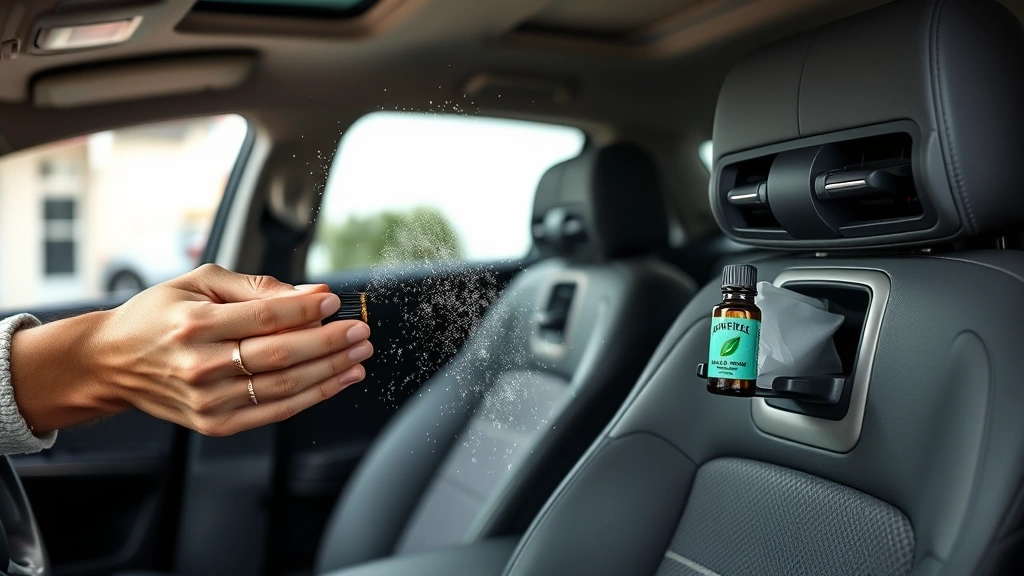 how to add nice smell to the car -
Photorealistic hands working on car interior maintenance, sprinkling baking sod