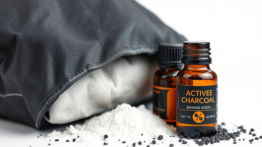 how to add nice smell to the car -
Photorealistic close-up macro photography of activated charcoal bag, baking sod