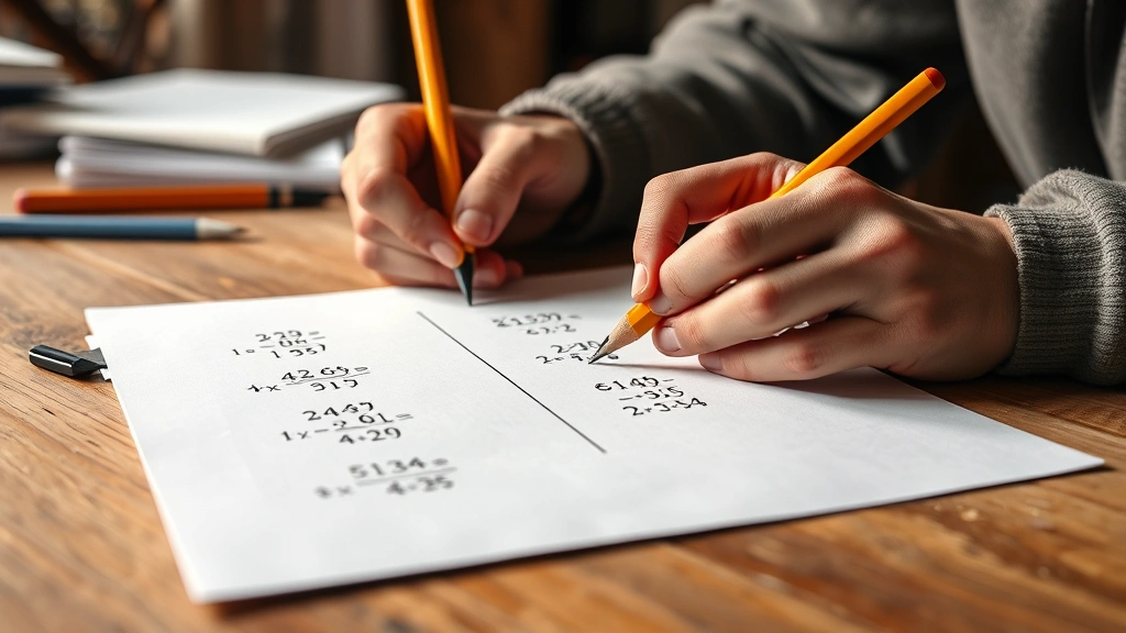 how to add radicals -
Photorealistic hands working on paper writing out radical addition problems ste
