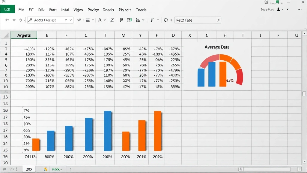 how to average percentages -
Photorealistic finished Excel spreadsheet with data visualization showing avera