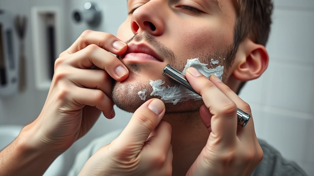 how to avoid razor bumps -
photorealistic hands demonstrating proper shaving technique with a safety razor