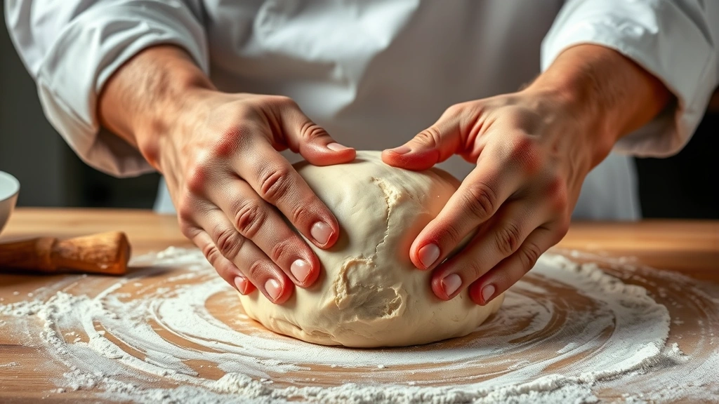 how to bake a breadling -
Photorealistic hands working showing baker’s hands kneading smooth dough 