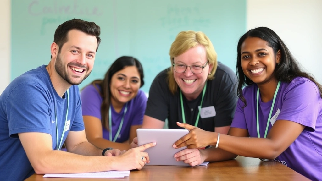 how to be a cordinate volunteers -
volunteers smiling while collaborating
