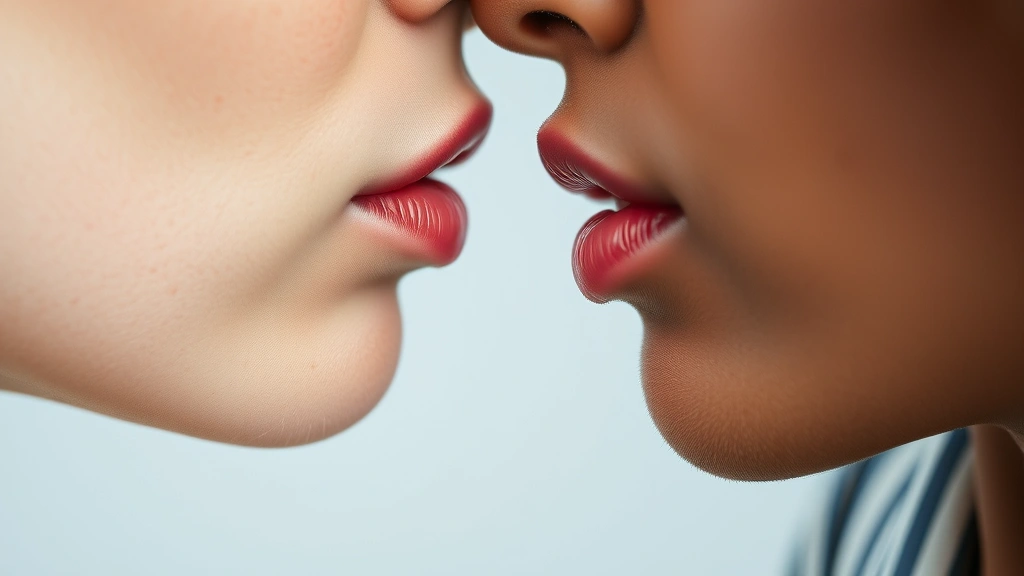 how to be a good kisser -
photorealistic close-up macro photography of lips meeting softly, sharp focus o