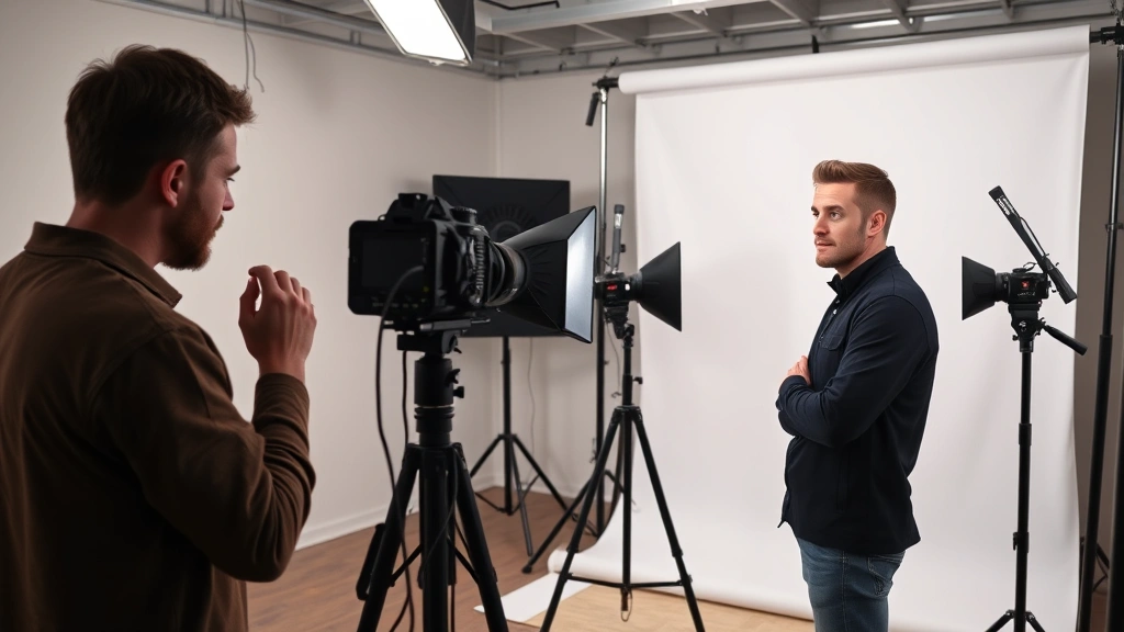 how to be a player cast -
photorealistic professional headshot session in photography studio, actor recei