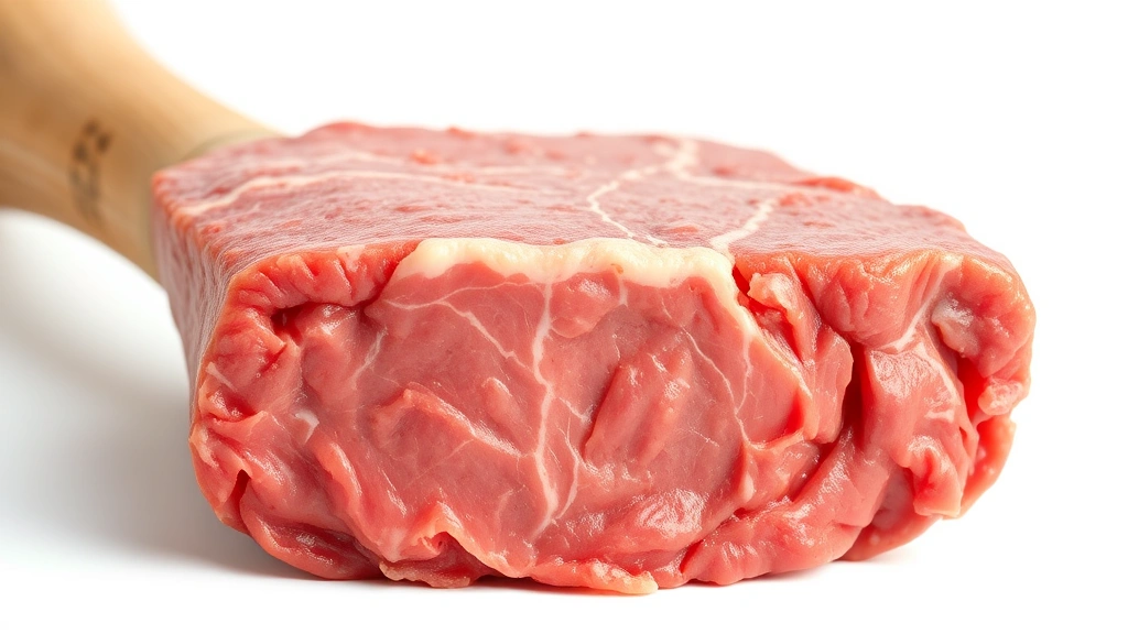 how to beat your meat -
Photorealistic close-up macro photography of meat mallet texture and tenderized