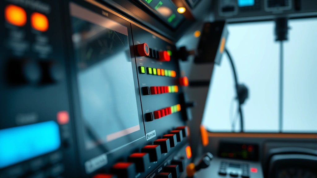 how to become a crane operator -
Photorealistic close-up macro photography of crane control panel with illuminat