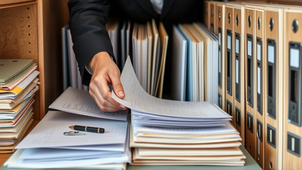 how to become a legal assistant -
Photorealistic hands of legal assistant organizing case files and documents in 