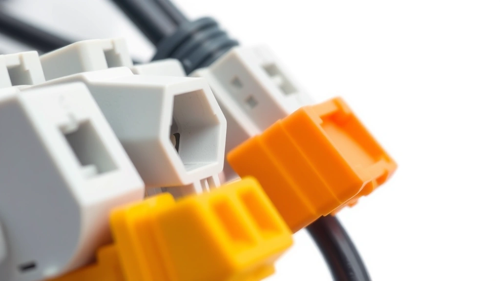 how to become a lineman -
Photorealistic close-up macro photography of electrical line connectors and cab