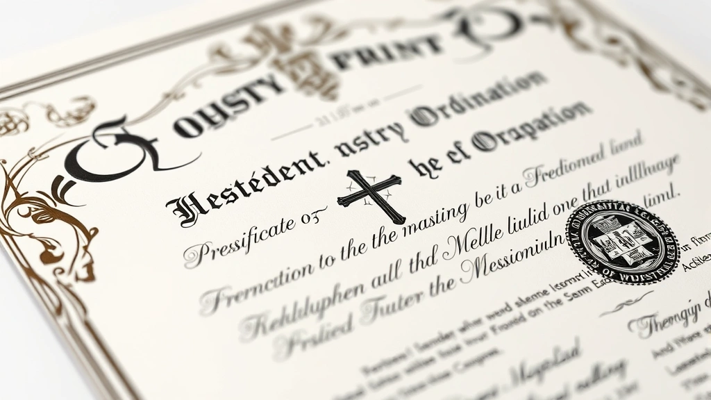 how to become a pastor -
Photorealistic close-up macro photography of an ornate pastor’s ordinatio