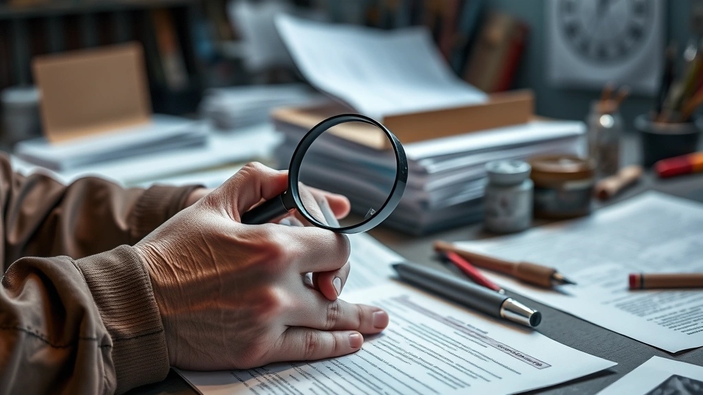 how to become a private investigator -
Photorealistic hands holding magnifying glass examining documents and evidence,